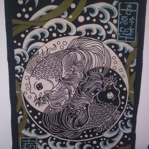 Yin Yang Tapestry w/ fish
